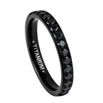 018-3mm Titanium Black IP Plated Half Eternity Black CZ