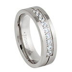 036-6mm Titanium 9 Stones White CZ