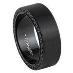 040-8mm Titanium Black IP Plated Full Side Stones Black CZ