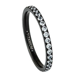 101-2mm Titanium Black IP Plated Full Eternity White CZ