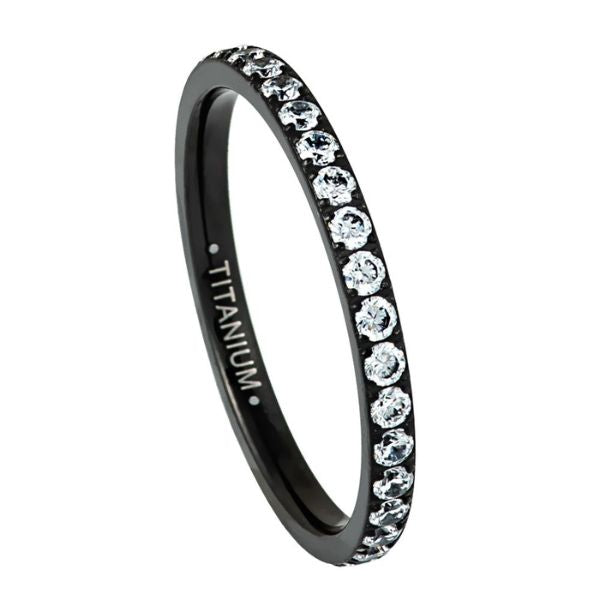 101-2mm Titanium Black IP Plated Full Eternity White CZ