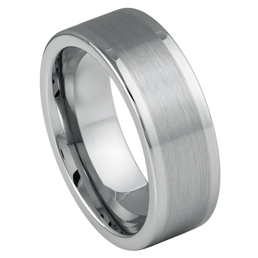 021-8mm Ring Brushed with Polished Shiny Raised Edge