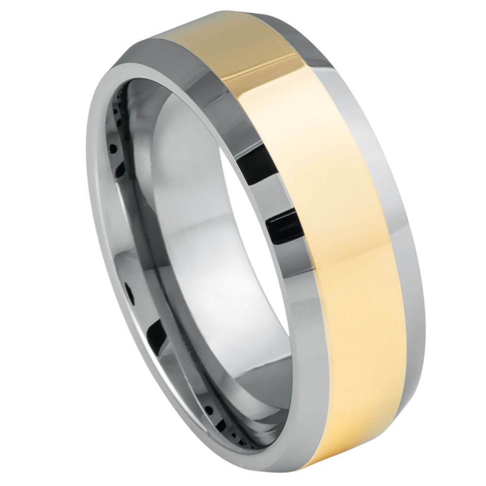024-8mm Polished Shiny Gold Plated Center & Beveled Edge