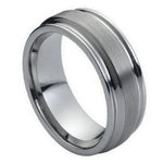 042-8mm Flat Brushed Center High Polish Ridged Edge