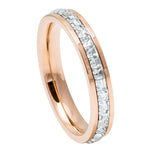 050-4mm Rose Gold IP Plated Titanium Ring Princess cut Eternity CZ