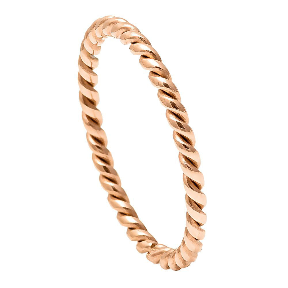 059-2mm Rose Gold IP Plated Twisted Titanium Ring