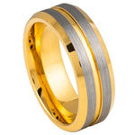 1000-8mm Yellow Gold IP Plated Grooved Center Beveled Edge