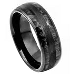 1004-8mm Domed Black IP Plated Gray Wood Inlay