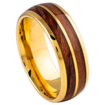 1005-8mm Yellow Gold IP Koa Wood Inlay