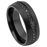 1011-8mm Domed Black IP Plated Black CZ Eternity