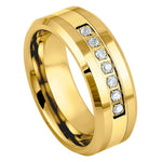 1012-8mm Yellow Gold IP Plated 7 White CZ
