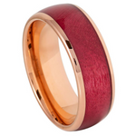 1013-8mm Rose Gold IP Plated Dyed Salmon Stain Solidified Wood