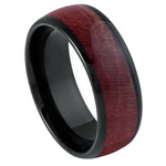 1015-8mm Black IP Plated Dyed Burgundy Hue Solidified Wood