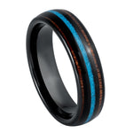 1027-6mm Black IP Plated with Koa Wood & Crushed Turquoise Inlay