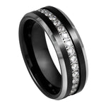 1028-8mm Black IP Plated White CZ Eternity Beveled Edge