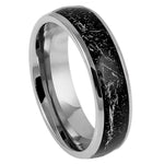 1030-6mm Domed Ring with Imitation Meteorite Inlay