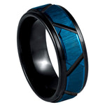 1031-8mm Blue & Black IP Plated Trapezoids Stepped Edge