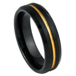 1032-6mm Black IP Plated Yellow Gold IP Grooved Center Beveled Edge