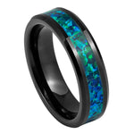 1033-6mm Black IP Plated with Synthetic Emerald-Green Opal Inlay