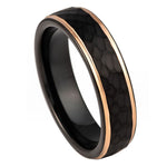 1035-6mm Two-Tone Black & Rose Gold IP Plated Hammered Center