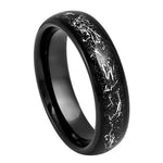 1036-6mm Black IP Plated with Imitation Black Meteorite Inlay