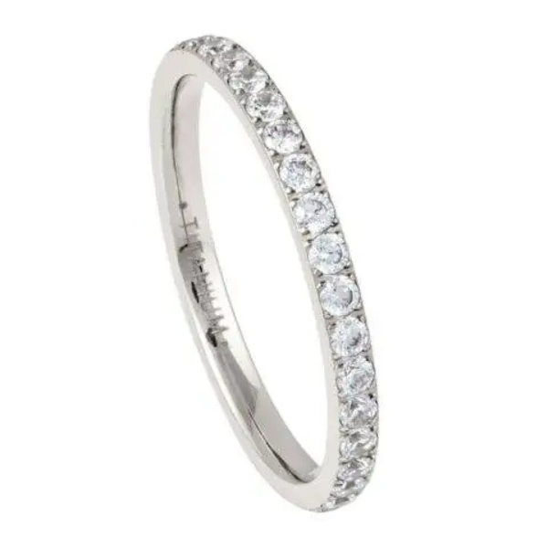 103-2mm Titanium Rose IP Plated Full Eternity White CZ