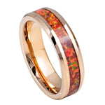 1040-6mm Rose Gold IP Plated with Synthetic Red Fire Opal Inlay
