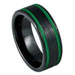 1050-8mm Black IP Plated Ice Finish with Two Green Lines