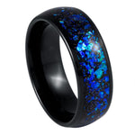 1055-8mm Dome Black IP Blue Synthetic Opal & Abalone Fragments
