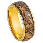 1062-8mm Dome Yellow Gold IP Plated Cork & Gold Glitter Inlay