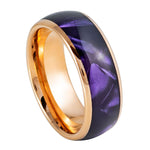 1066-8mm Yellow Gold IP Plated with Imitation Purple Cowrie Inlay