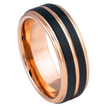 1069-8mm Rose Gold & Gun Metal IP Plated Pinstripe