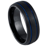 1071-8mm Dome Black IP Tungsten, Two Blue IP Grooves