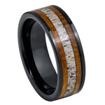 1079-8mm Black IP Plated Whiskey Barrel & Deer Antler Inlay