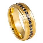 1081-8mm Yellow Gold IP Plated Prong-Set Black CZ Eternity