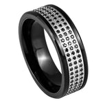 1083-8mm Black IP Plated 3-rows Black CZ Eternity
