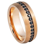 1084-8mm Domed Rose Gold IP Plated Black CZ Eternity