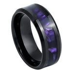 1086-8mm Black IP Plated with Imitation Purple Cowrie Inlay