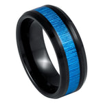 1087-8mm Black IP Plated with Imitation Bamboo Grain Fiber Inlay