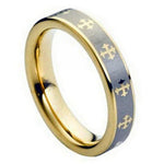 108-5mm Yellow Gold Plated Laser Engraved Crosses Design