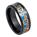 1097-8mm Black & Rose Gold IP Plated Steampunk Gear over Blue Carbon Fiber Inlay
