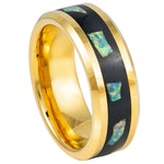 1102-8mm Yellow Gold IP Plated Abalone Fragments Inlay