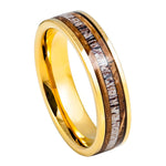 1103-6mm Yellow Gold IP Plated Whiskey Barrel & Deer Antler Inlay