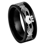 1108-8mm Black IP Plated Ring Cut-out Claddagh Inlay