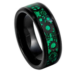 1124-8mm Black IP Plated Steampunk Gear over Green Carbon Fiber Inlay