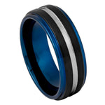 1125-8mm Black & Blue IP Plated with Silver Groove Center