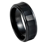 1129-8mm Black IP Plated Carved Chiseled Ring