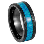 1133-8mm Black IP Etched with Blue Synthetic Opal Inlay