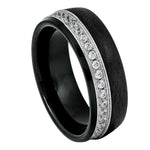 1135-8mm Black IP Brushed with White CZ Eternity
