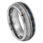 1142-8mm Dome Ring Imitation Meteorite & Blue Carbon Fiber Inlay